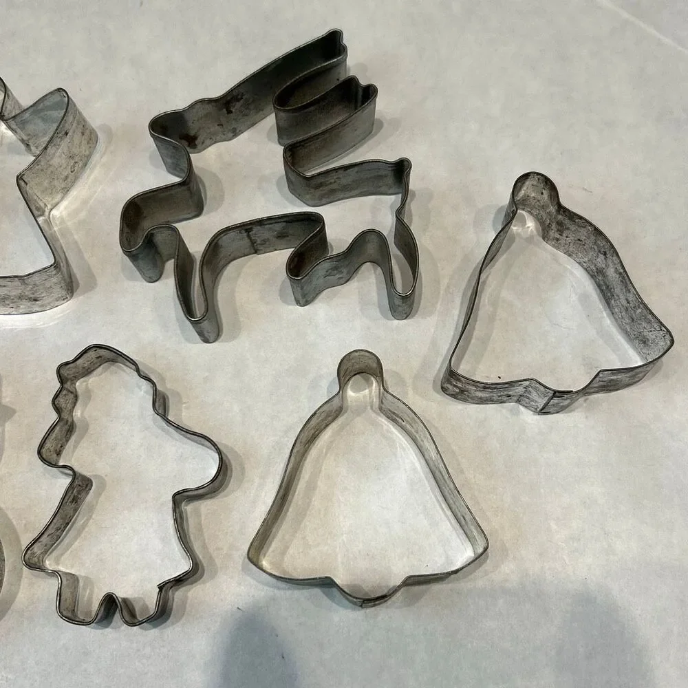 Vtg SET Aluminum Cookie Cutter Metal Christmas Holiday Star Reindeer Snowman Ang